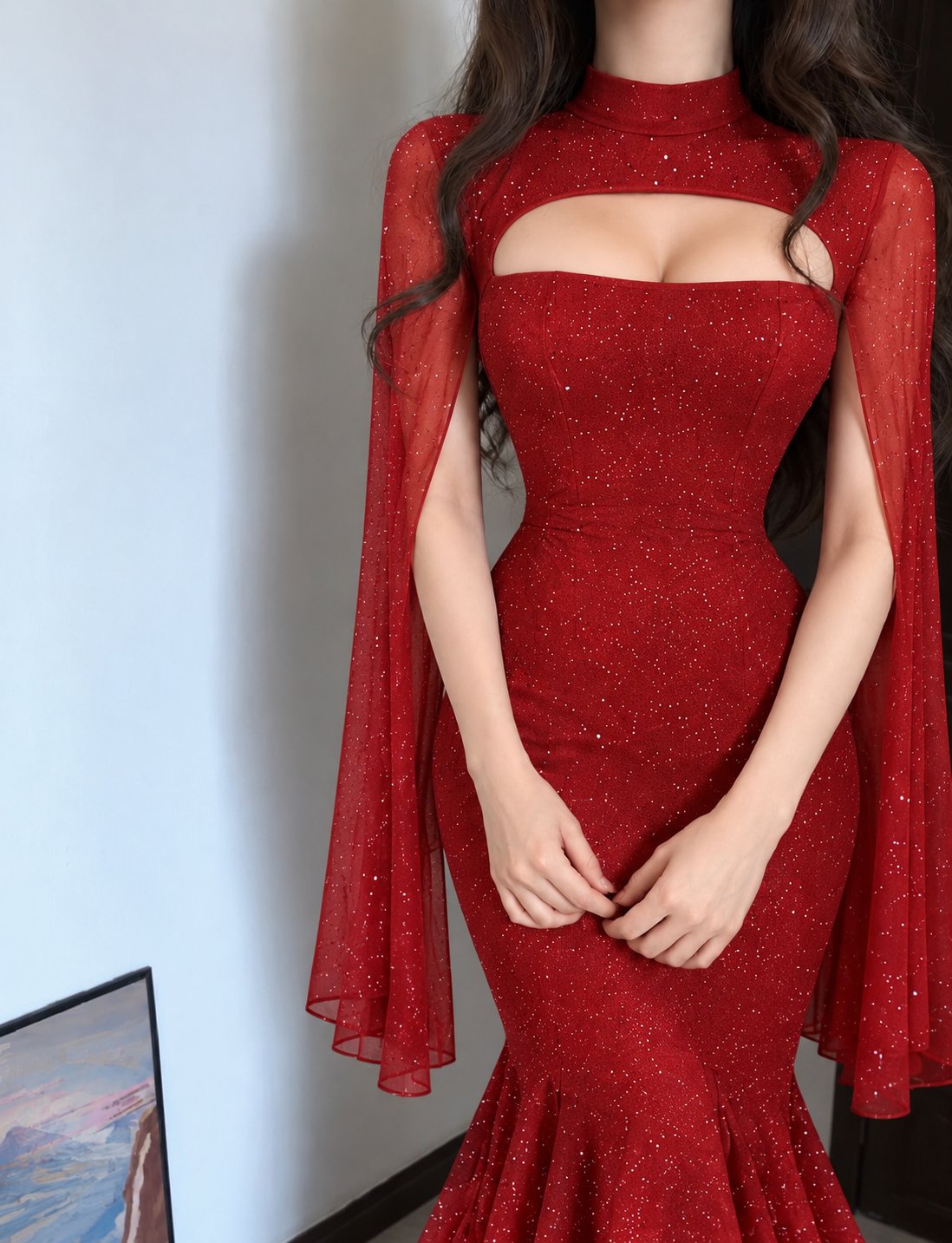 فستان سهرة احمر بتصميم مميز وأنيق — 2