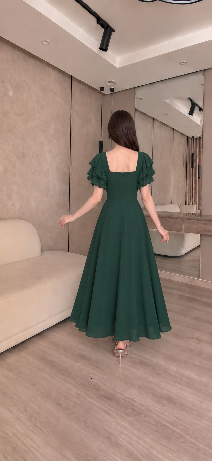 فستان سهرة زيتوني مميز — 2