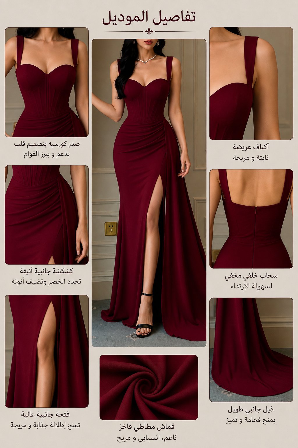فستان سهرة بتصميم ملكي أنيق