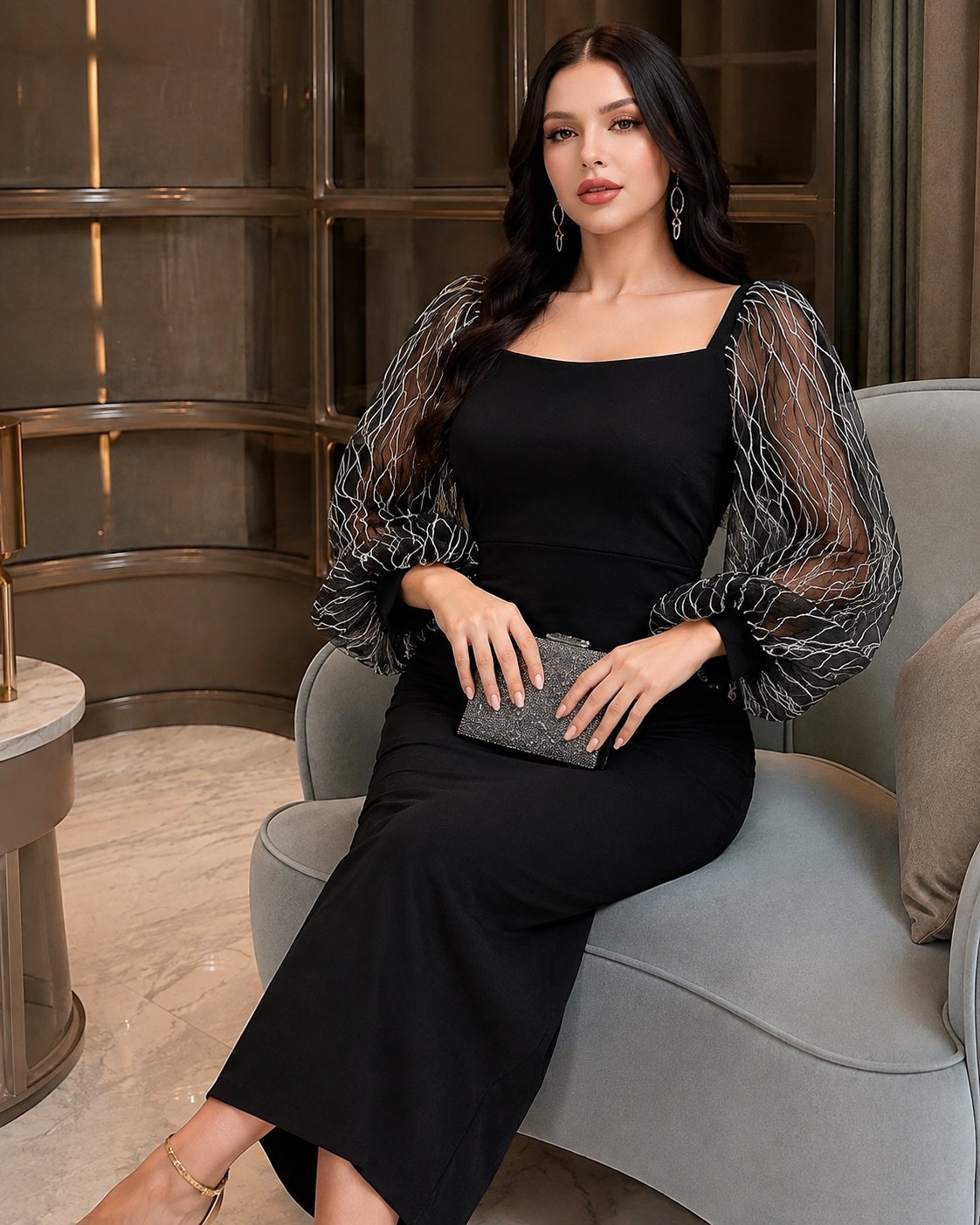 فستان سهرة اسود ملكي مميز — 2