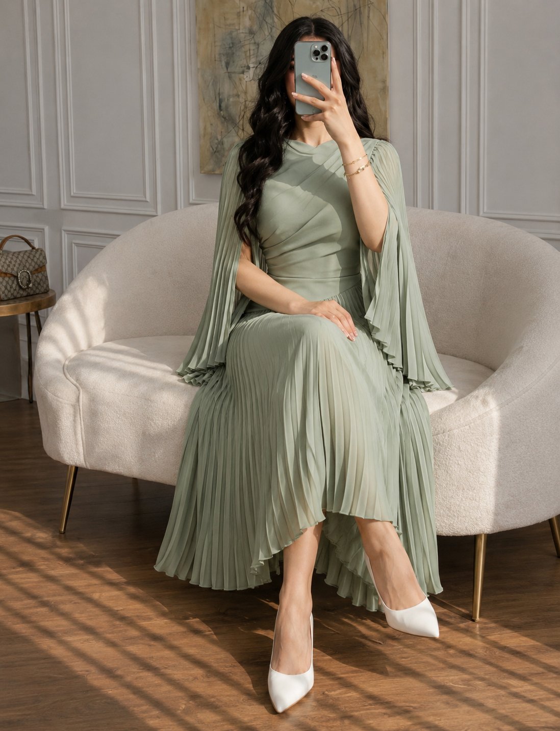 فستان سهرة اخضر فاتح