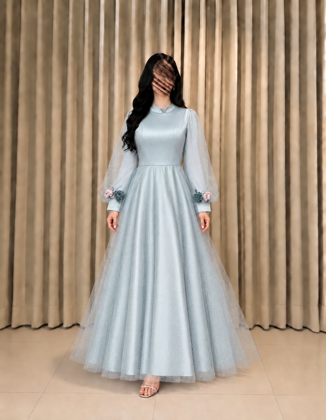 فستان سهرة للمحجبات بتصميم ولون مميز وأنيق — 1