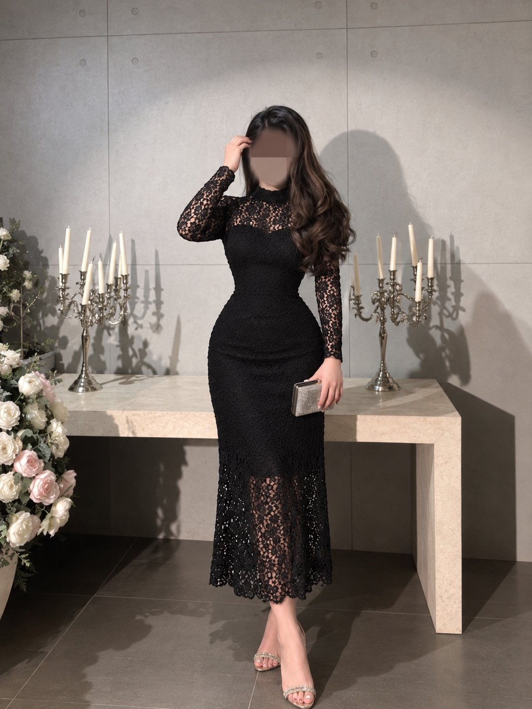 فستان تول اسود بتصميم رائع وأنيق