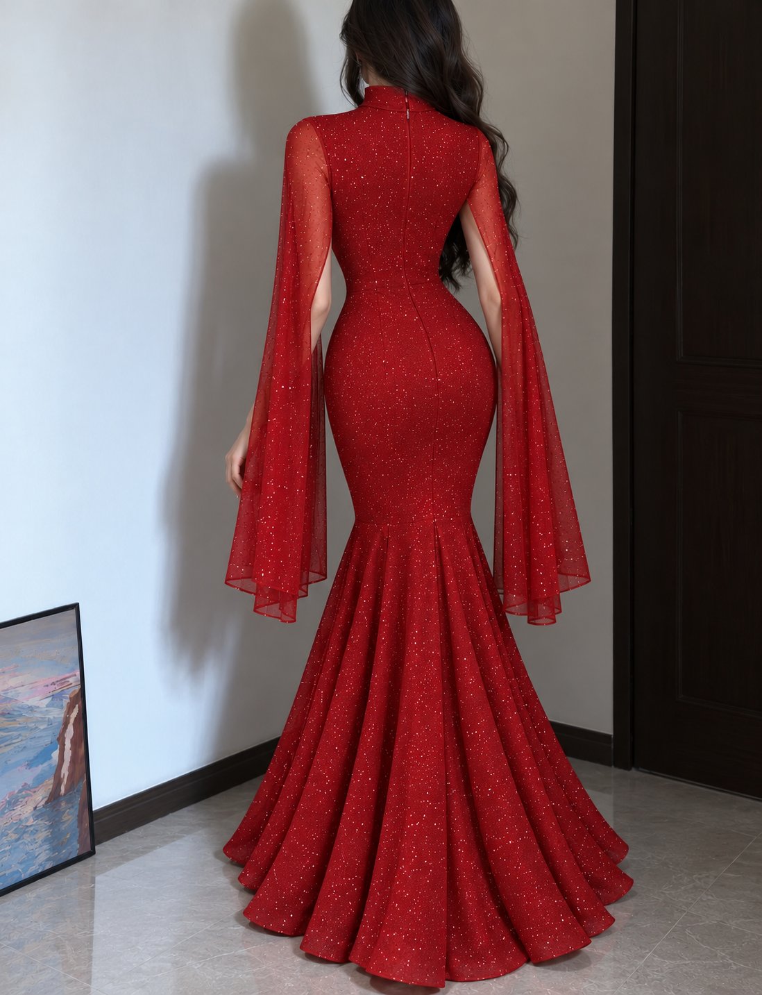 فستان سهرة احمر بتصميم مميز وأنيق — 7