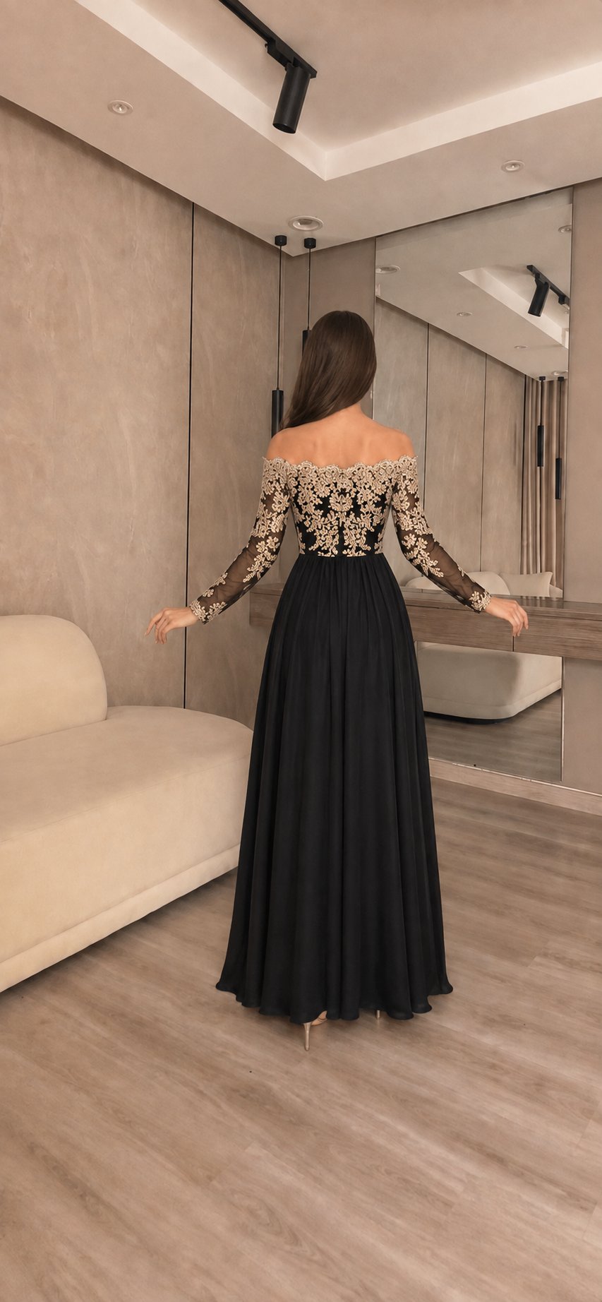 فستان سهرة اسود بتصميم مختلف — 2