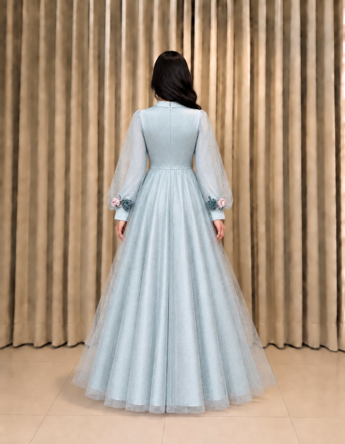 فستان سهرة للمحجبات بتصميم ولون مميز وأنيق — 2