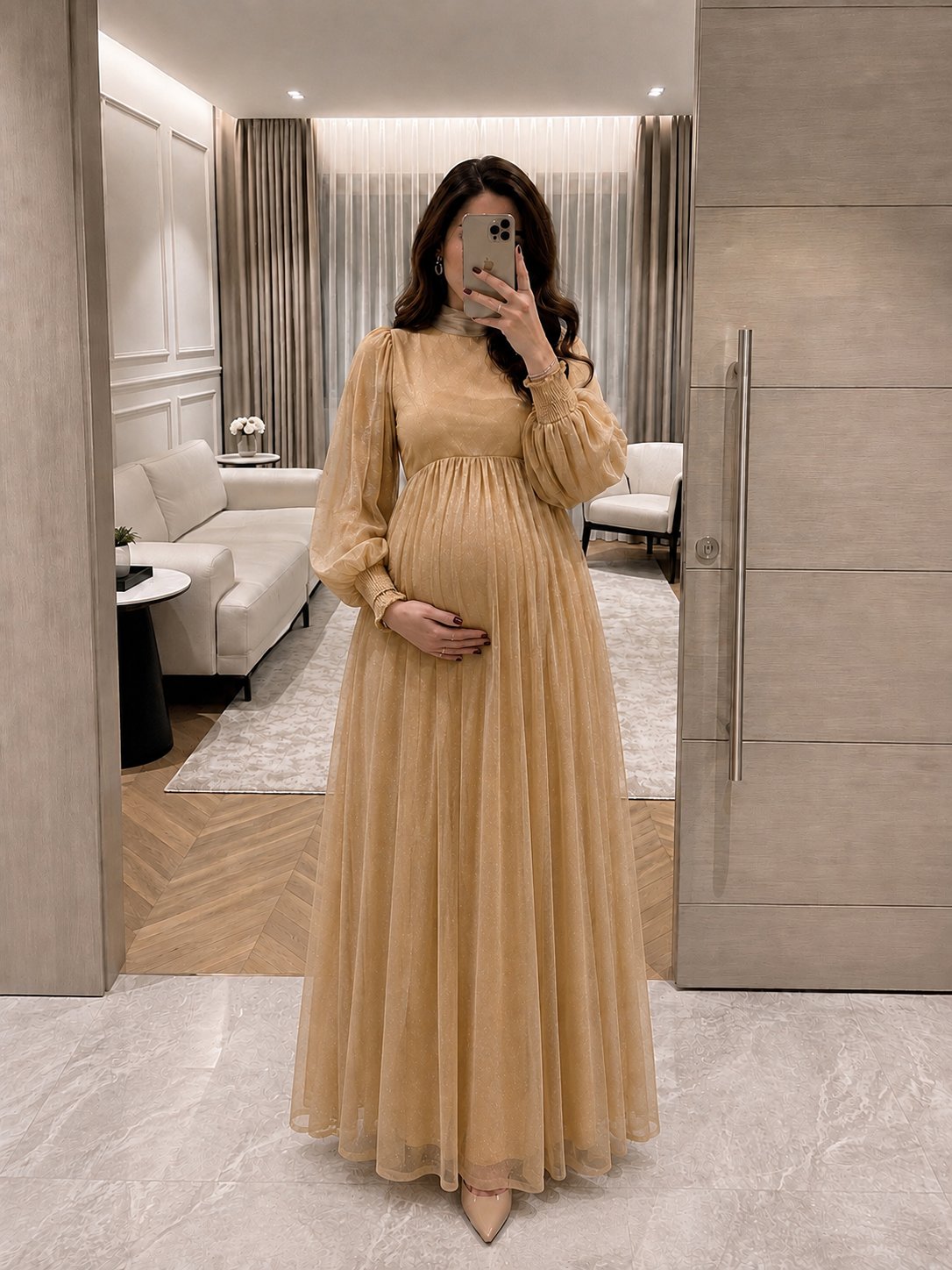 فستان ذهبي تصميم ناعم — 2