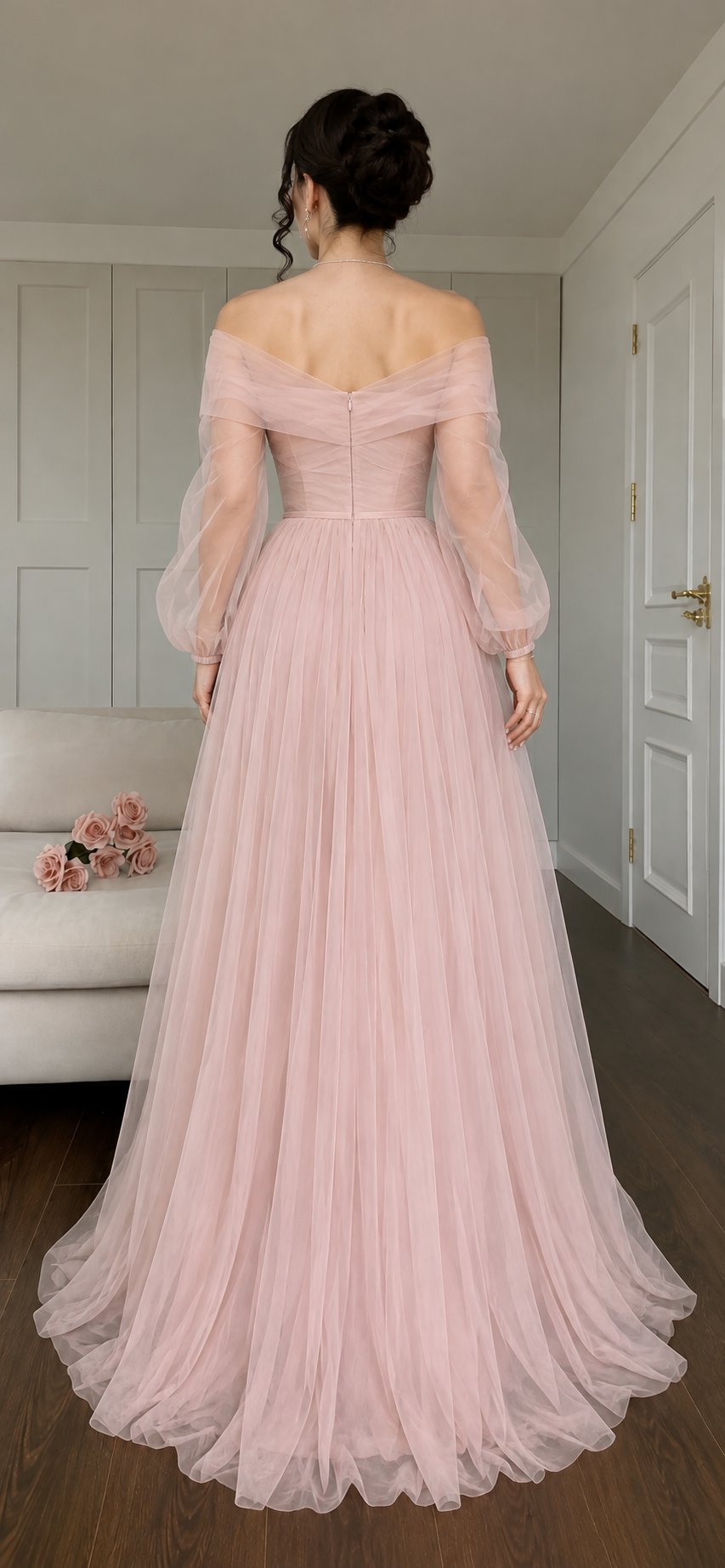 فستان سهرة وردي بتصميم  نازك — 3