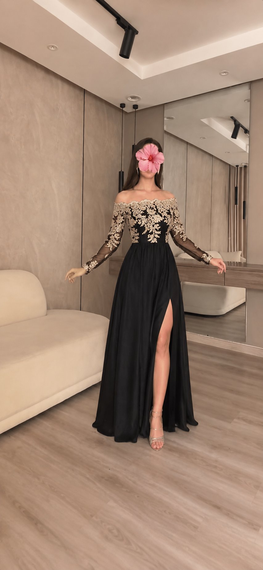 فستان سهرة اسود بتصميم مختلف — 1